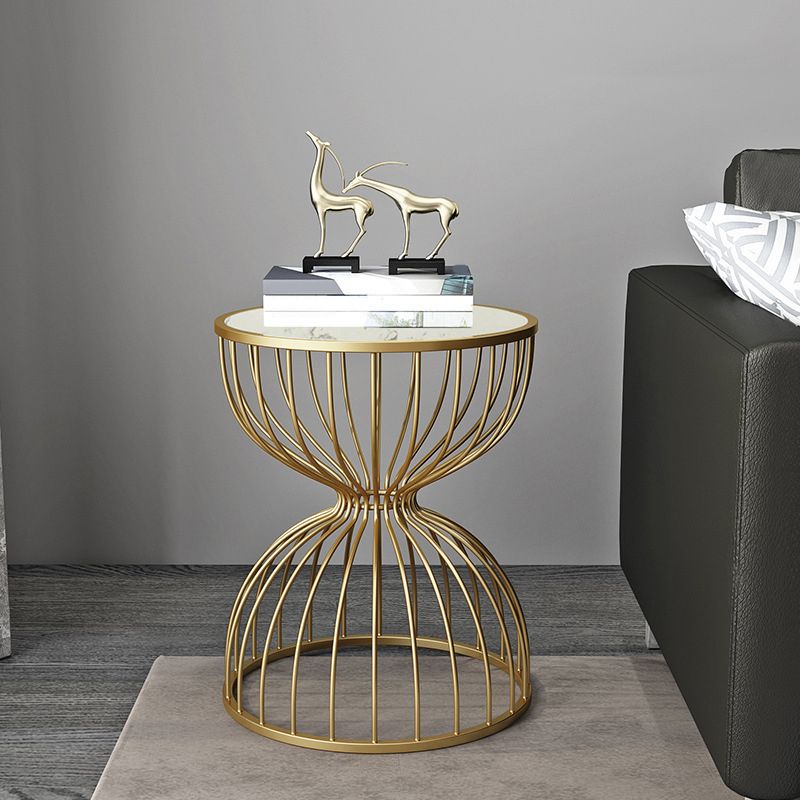 Glam Accent Table Nightstand Stone Bed Nightstand for Bedroom