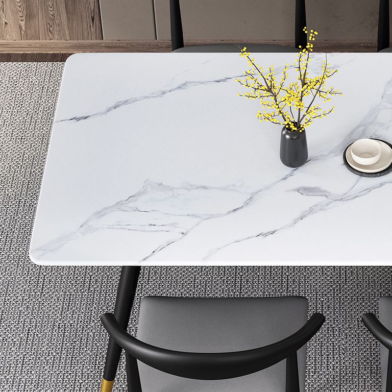 Hedendaagse rechthoekige vorm Sintered Stone eettafel keuken eettafel met 4 potenbasis