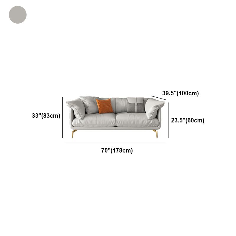 White Sectional Feather Padded Leather Sofa with Pillow Back