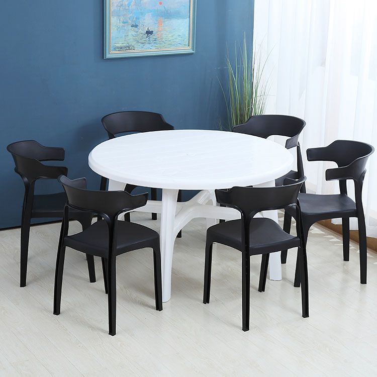 Contemporary Plastic Kitchen and Dining Room Chair Open Back Dining Side Chair