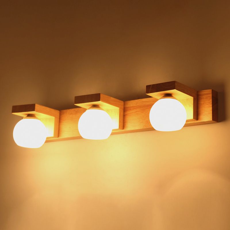 Iluminación de pared de baño esférica Iluminación de madera Simplicidad estilo Luz de luz en madera