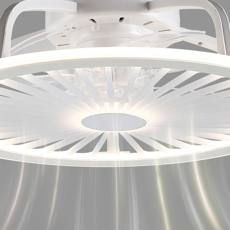 Ultrathin Kids Bedroom Ceiling Fan Lamp Acrylic Minimalist LED Semi Flush Light in White