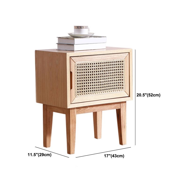 Contemporary Wood Accent Table Nightstand 20.47" Tall Bed Nightstand