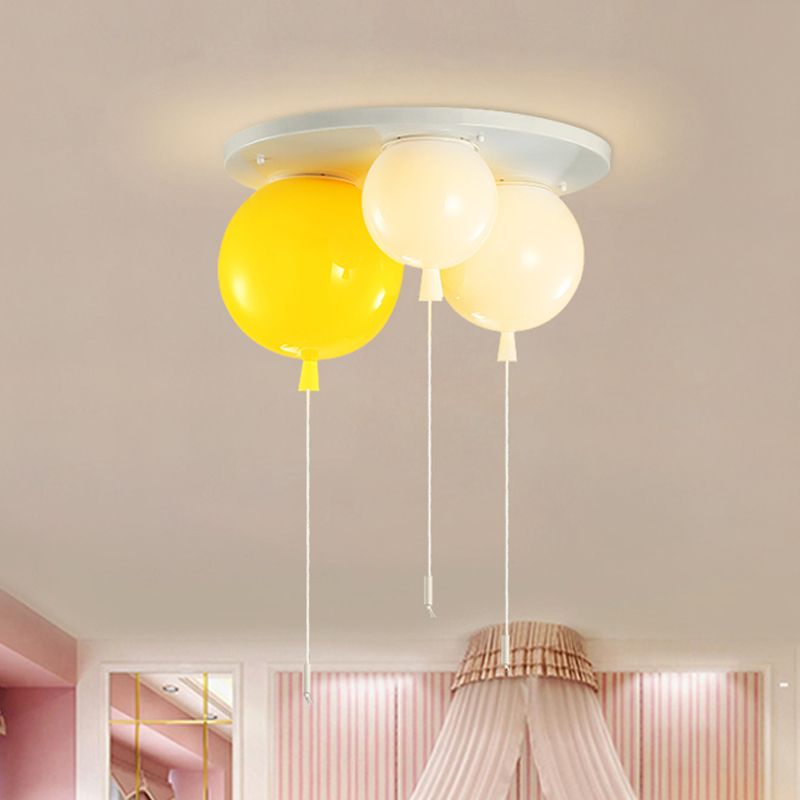 Acrylique Balloon Ceiling Mounted Fixture Kids 3/5 Heads White Flush Mount Lighting for Nursery