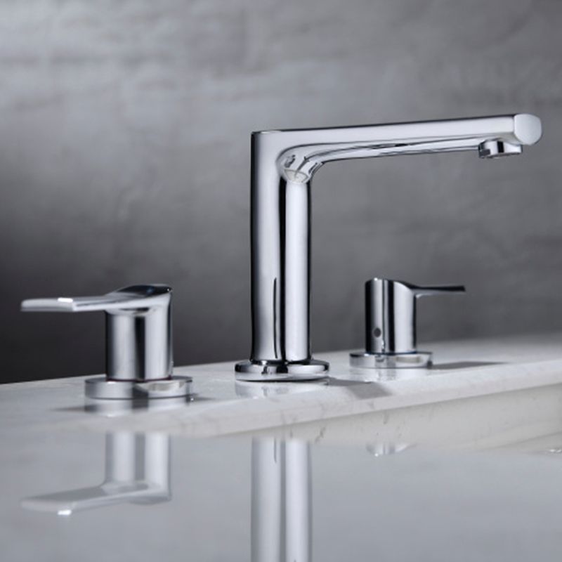 Modern 2-Handle Bathroom Sink Faucet 3 Hole Wide Spread Bathroom Faucet