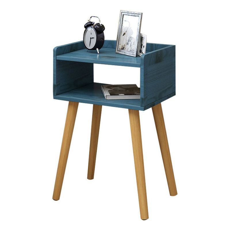 22.4" /23.6" Tall Wooden Nightstand in Blue/white / Natural Modern Night Stand