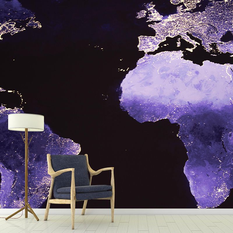 Illustration Modern Earth Map Wallpaper Moisture Resistant Living Room Wallpaper