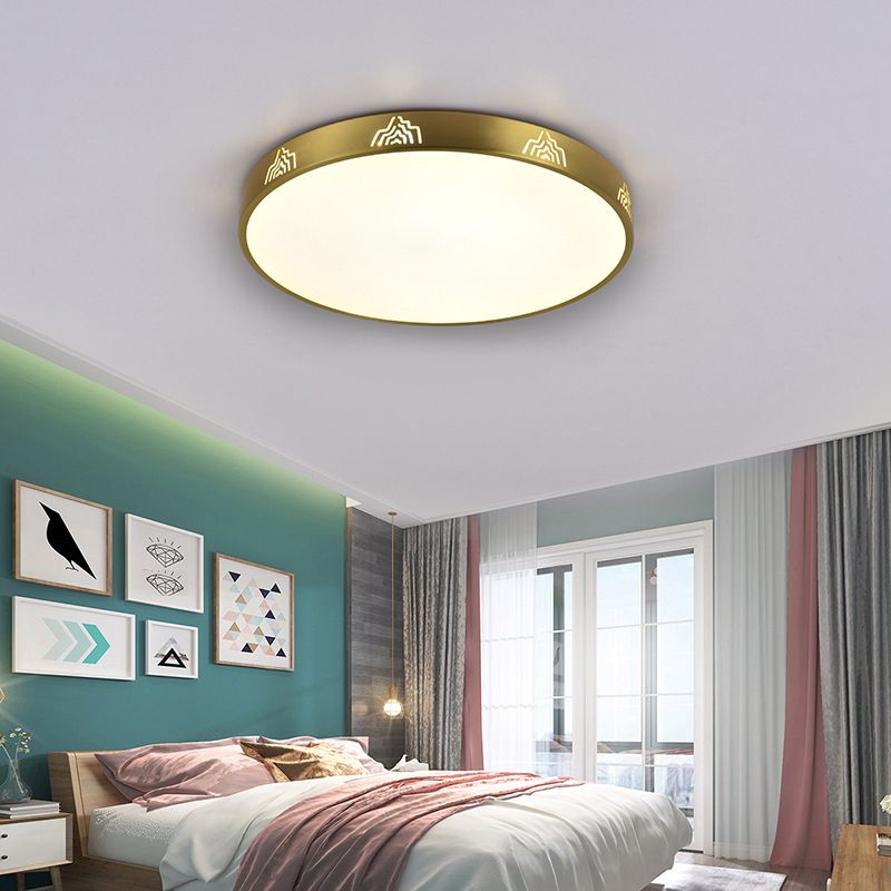 Modern Flush Light Circle Ceiling Lighting with Brass for Bedroom