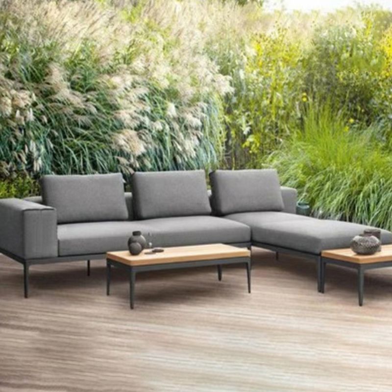 Contemporary Cushion Outdoor Sofa Water Resistant Patio Sofa in Gray