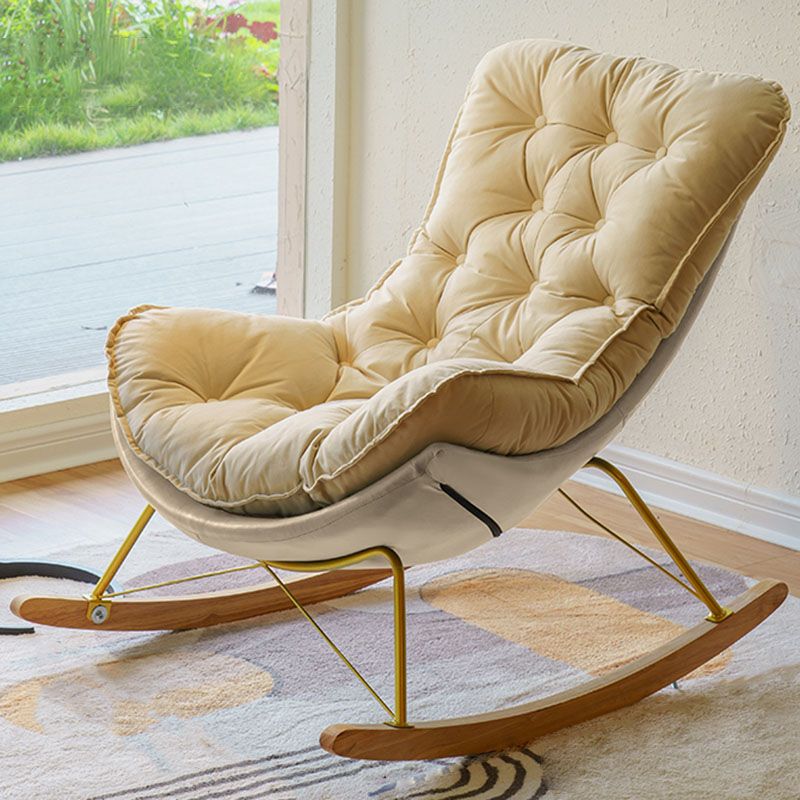 Modern Light Luxury Leisure Lazy Sofa Chair Lounge Upholstered Rocking Chair