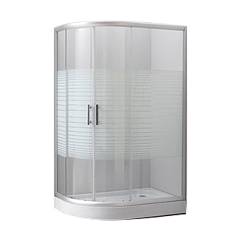 Contemporary Shower Stall Striped Round Semi-Frameless Shower Stall