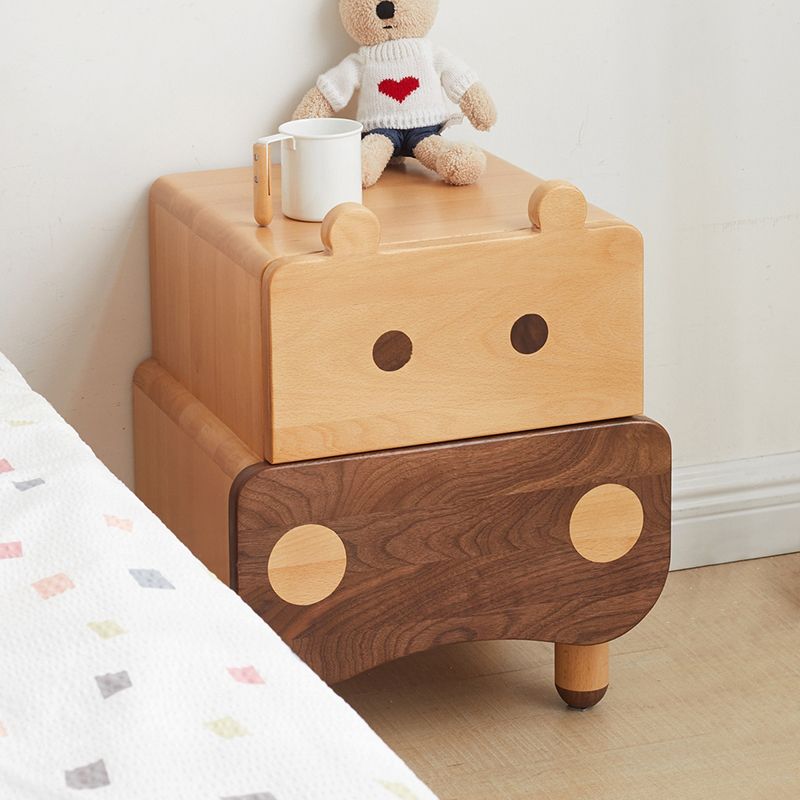 Drawer Standard Nightstand Solid Wood Animal Theme Kids Bedside Table