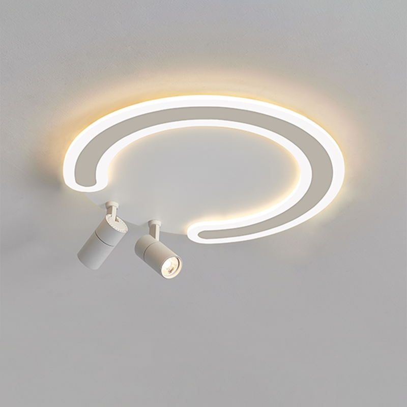 Circular LED Semi Flush Mount in Modern Creative Style Acrylic Indoor Ceiling Light in White