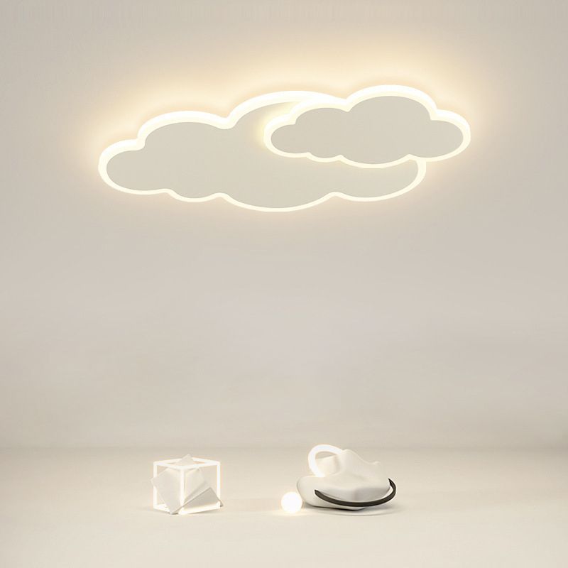 Cloud Shape Flush Light Modern Style Metal 2 Lights Flush Mount for Bedroom