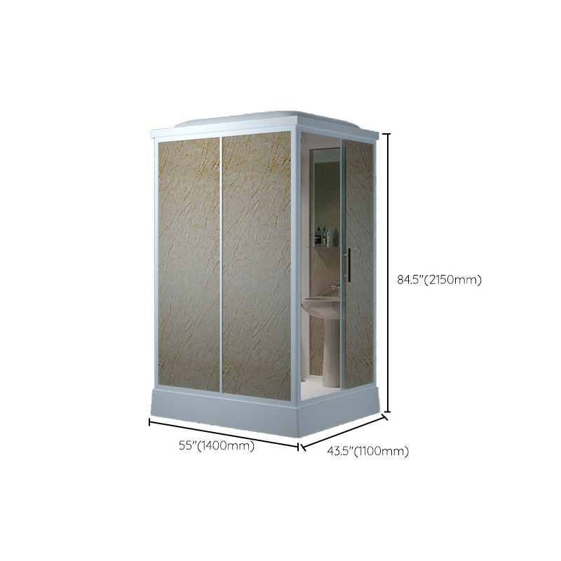 Contemporary Shower Stall Frosted Rectangle Framed Shower Stall with Ceiling