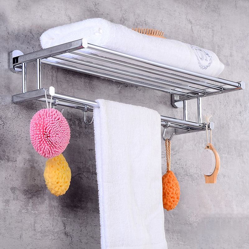 Contemporary Bathroom Accessories Hardware Set In Silver Metal