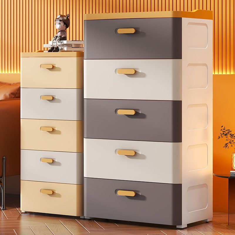 Contemporary Youth Armoire Plastic 5-drawer Wardrobe Armoire