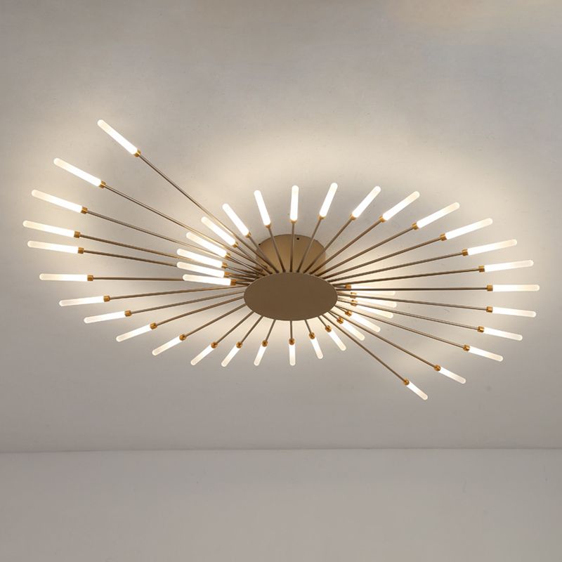 Modern Simlicity LED Ceiling Light Radial Metal Semi Flush Mount for Living Room