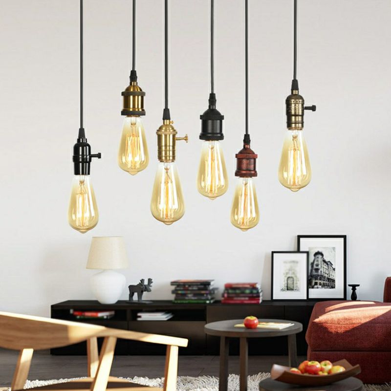 Edison Bulb Pocket en aluminium Pendant Light Light Industrial Single Salle Room suspendu Lamping en noir