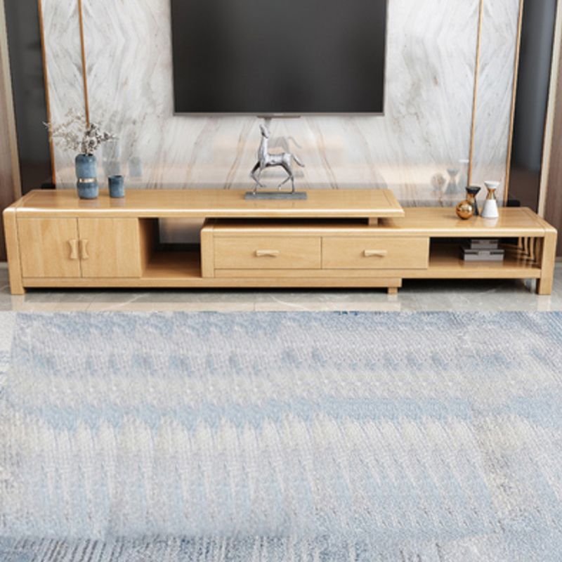 Antique TV Media Stand Oak TV Console with Drawers for Living Room