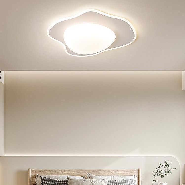 LED White Shaded Ceiling Light Contemporary Flush Mount Lighting for Foyer