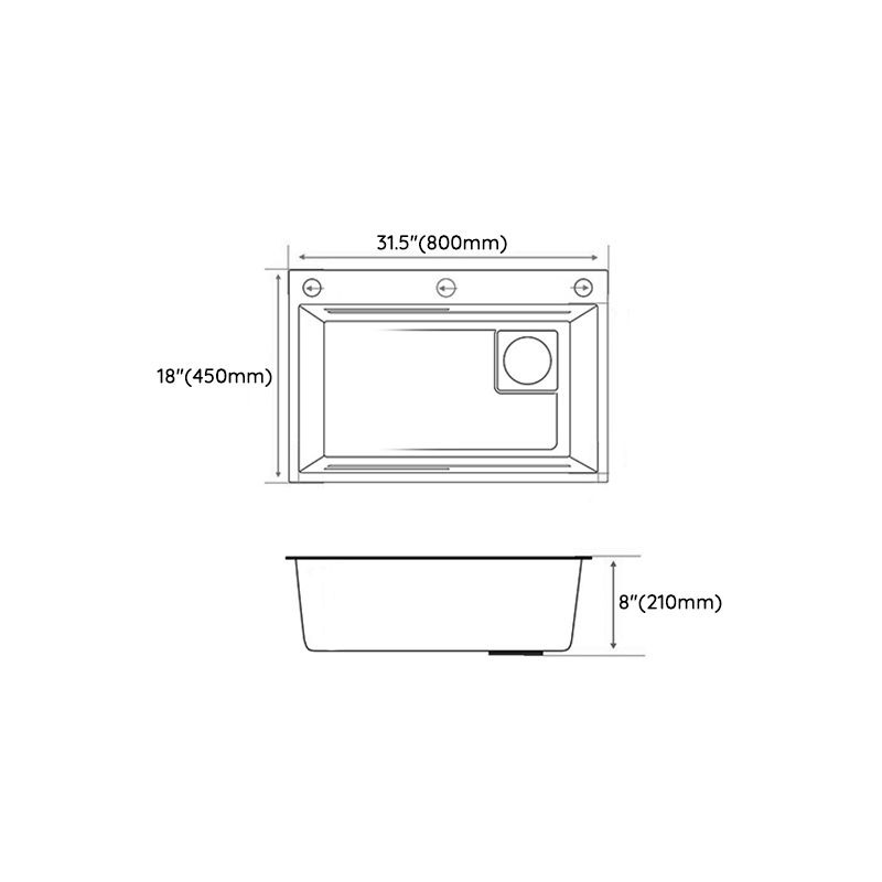 Single Basin Kitchen Sink Contemporary Stainless Steel Kitchen Sink