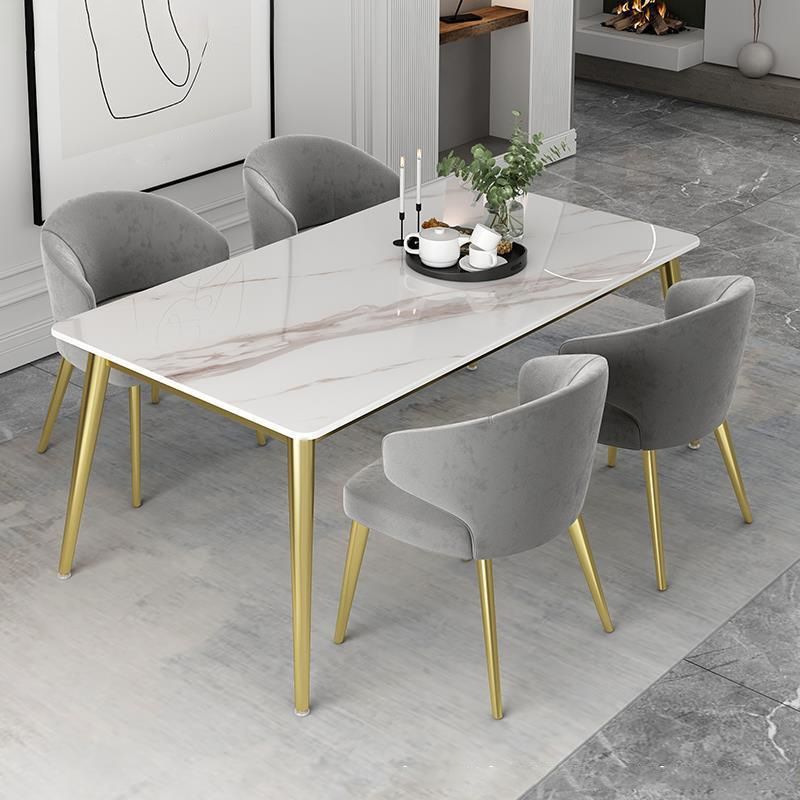 1/2/5/7 Pcs Metal Scandinavian Dining Room Set with Rectangle Table Dinette Set