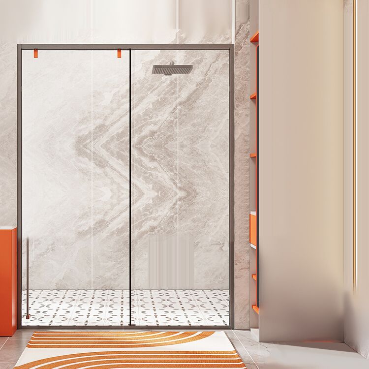 Silver Semi Frameless Shower Doors Single Sliding Shower Bath Door