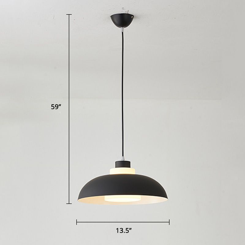 Aluminum Bowl Ceiling Hang Light Macaron Single-Bulb Pendant Lamp with Acrylic Shade Insert