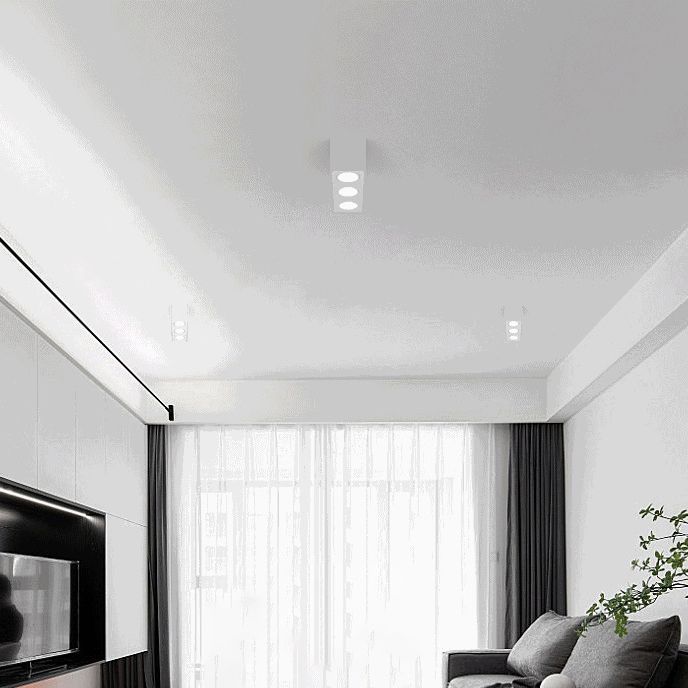 LED Modern Metal Flush Mount Rectangle Shape Ceiling Lamp with Glass Shade for Living Room