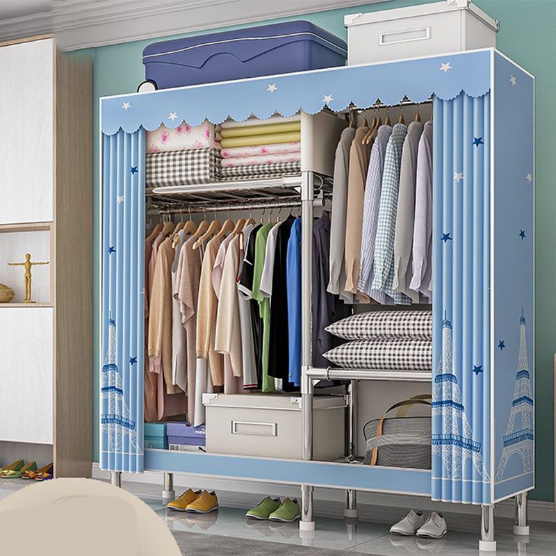 Steel Wardrobe Closet with Legs Modern Wardrobe Armoire with Shelves