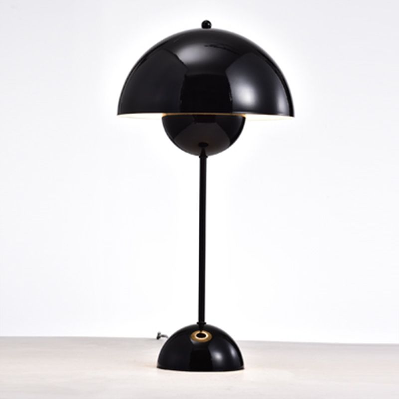 1-Light Study Room Reading Light Macaroon White/Black/Red Finish Table Lamp with Dome Metal Shade