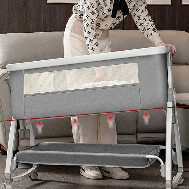 Metal Rectangle Folding Bedside Crib Gliding and Rocking Crib Cradle for Baby