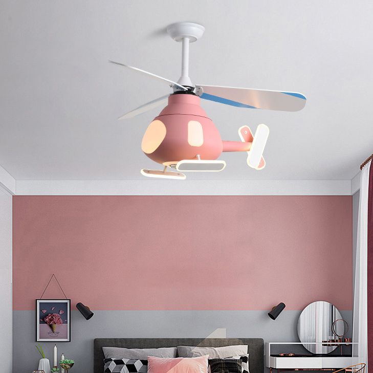 Pendard en forme d'avion en métal Cartoon LED LED Semi Flush Light for Kids Room