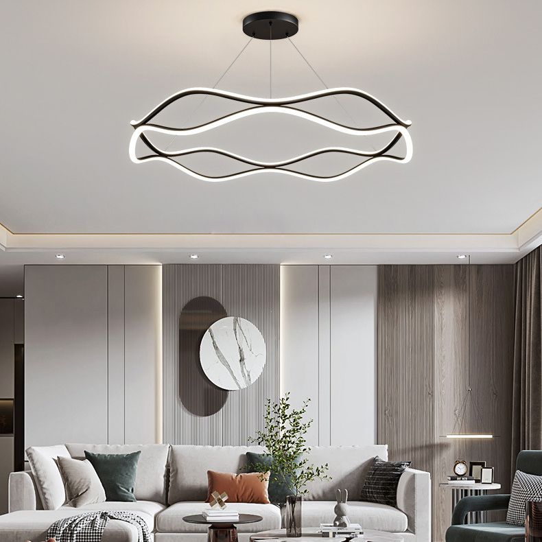 Metal Linear Shape Flush Ceiling Light Modern Style 2 Lights Flush Mount Lighting Fixtures