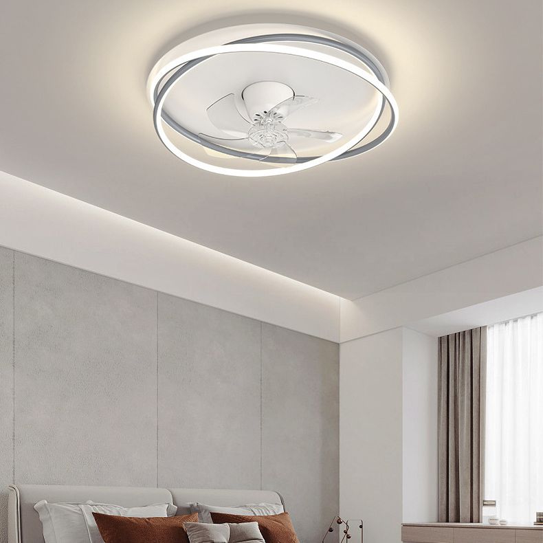 Single Modern Ceiling Fan Lamp Unique White/Black/Golden Acrylic Ceiling Fan Light