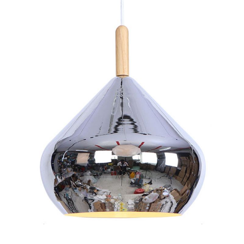 Mirror Ball Ceiling Pendant Light 1 Light Metallic Vintage Hanging Light in Wood