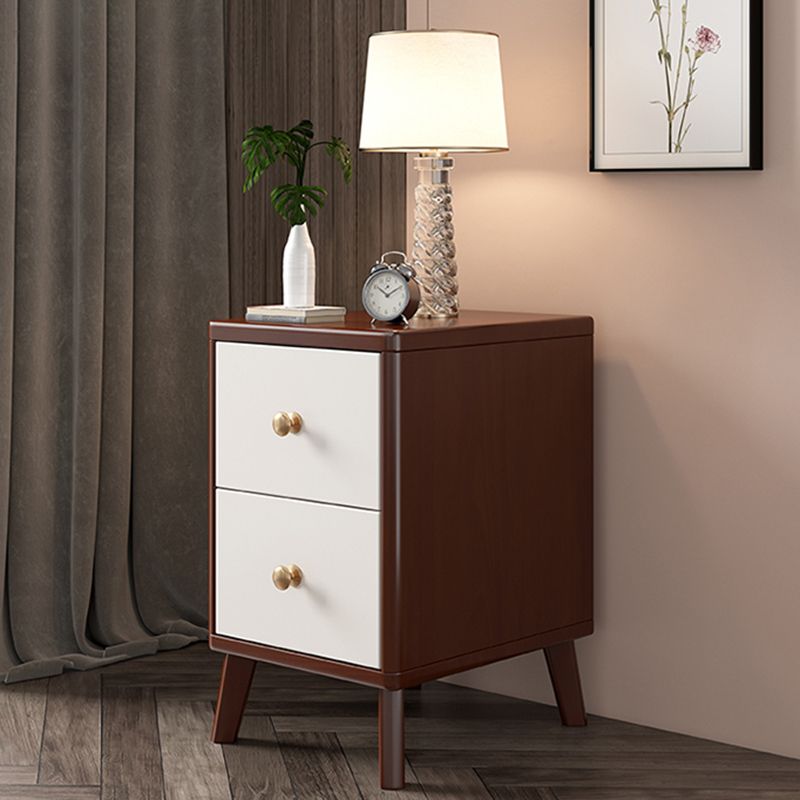 Solid Wood Bedside Cabinet Contemporary Night Table with Drawers