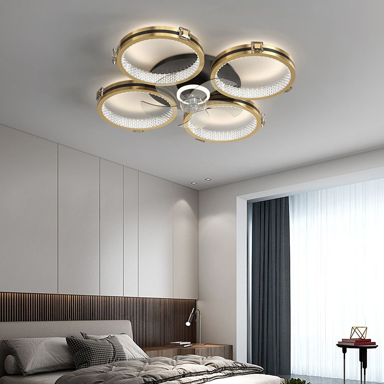 5-Blade Metal Ceiling Fan Modernism Golden Fan with Light for Room