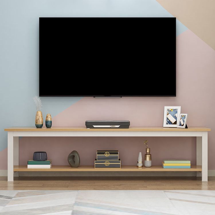 Scandinavian Engineered Wood Media Console with Shelves Matte Finish TV Media Stand