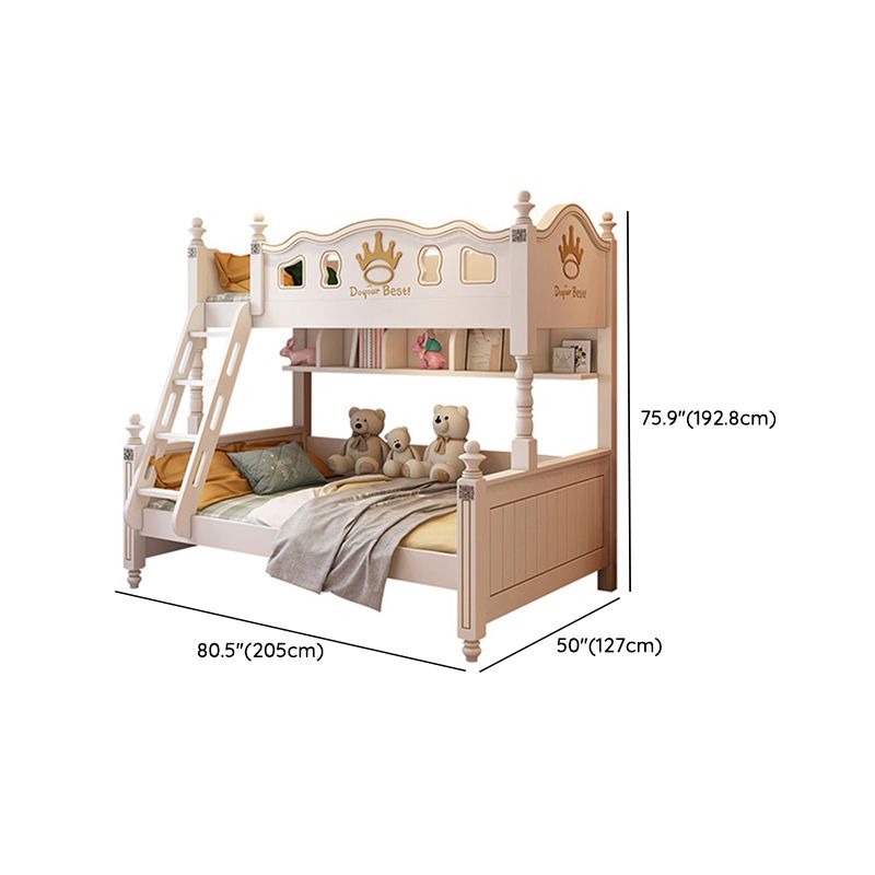 Nordic Solid Wood High Bunk Bed White Kid's Bed with Storage/Stairway