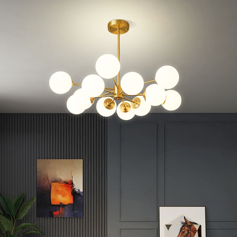 Luminaires de lustre moderne à pentents suspendus en or multiples avec teinte en verre