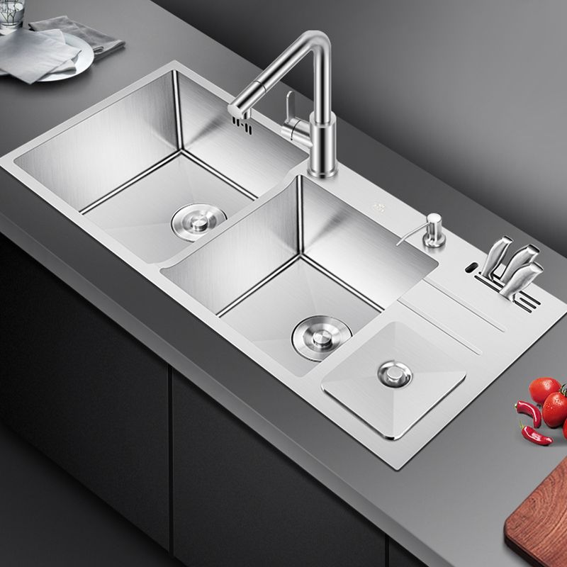 Modern Style Kitchen Sink Dirt Resistant Drop-In Sink with Drain Strainer Kit