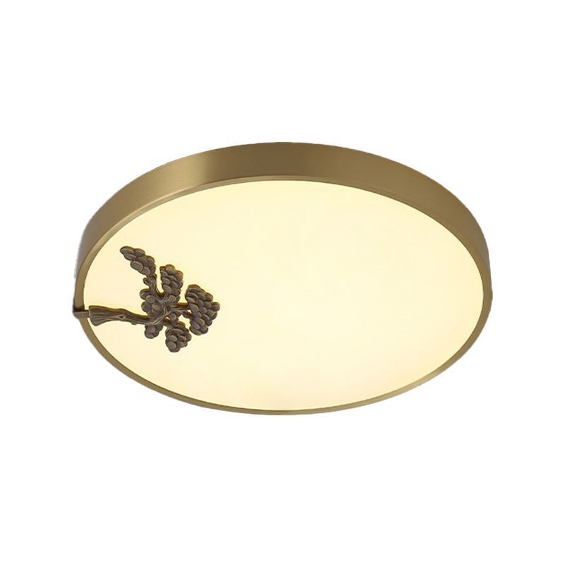 1-Light Drum Flush Mount Modern Metal Flush Light for Bedroom