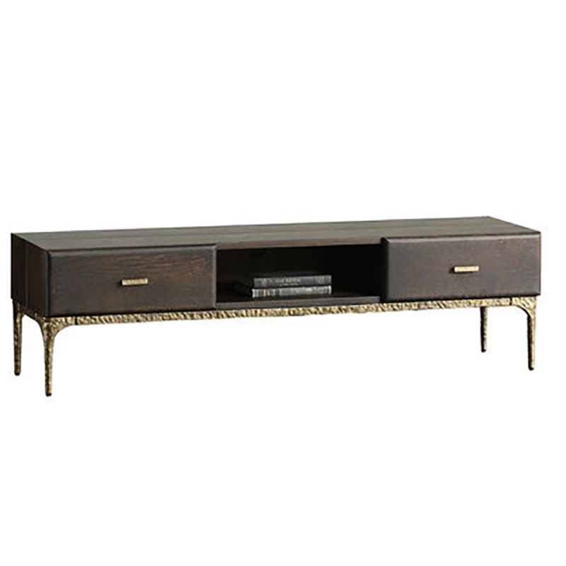 15.75"W TV Stand Industrial Style Brown Solid Wood TV Console with Drawer
