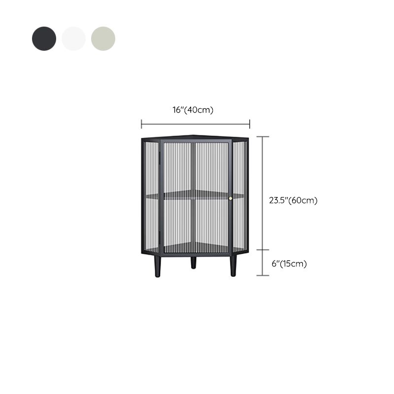 Contemporary Metal Curio Cabinet Corner Unit Display Cabinet with Doors for Dining Room