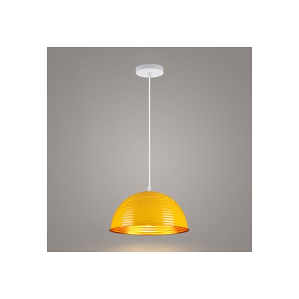 Dome Shade Pendant Light avec Ruffle Contemporary Metal Single Head Red / Jaune / Blue Pendant Light, 12 "/ 16" /19,5 "de large