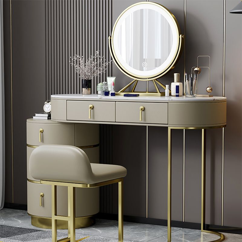 Glam Lighted Mirror Bedroom with Drawer Solid Wood Dressing Table