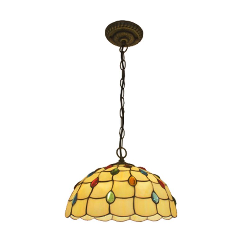 Hand Rolled Art Glass Baroque Suspension Pendant Light Bowl Hanging Pendant for Dining Room