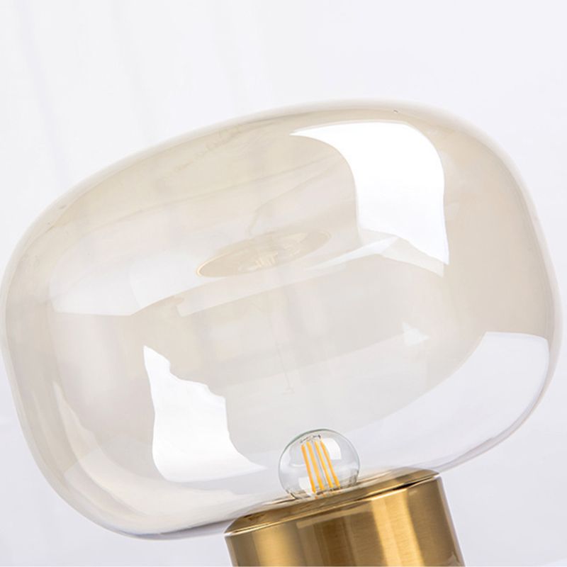 Nordic Style Mushroom-shaped Table Lamp 9.8 Inches Wide Single Bulb Glass Shade Nightstand Light in Electroplated Gold